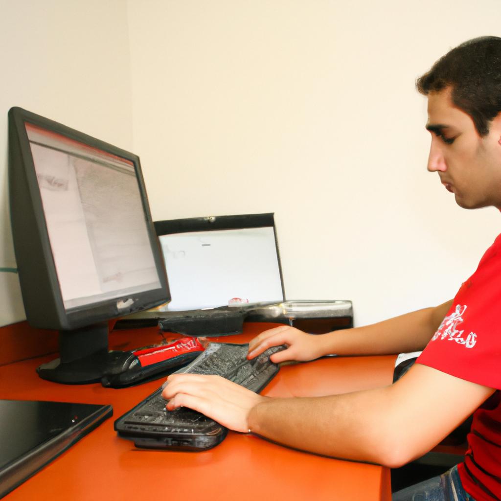 Person working with computer data