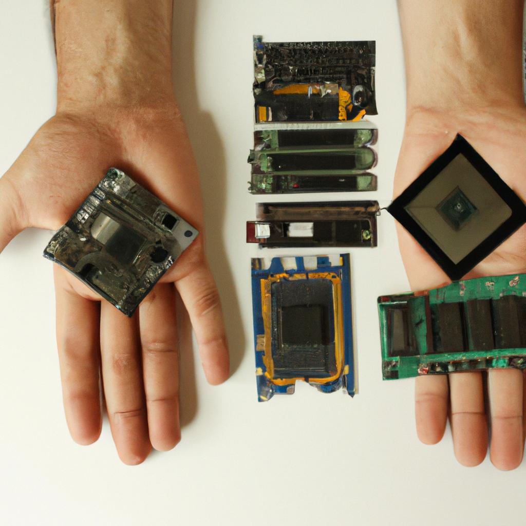 Person holding computer hardware components